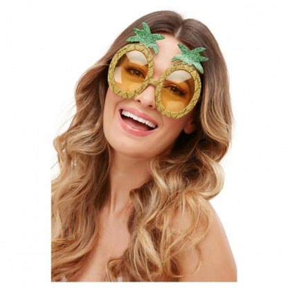 Front - Smiffys Unisex Adult Tropical Glitter Pineapple Glasses