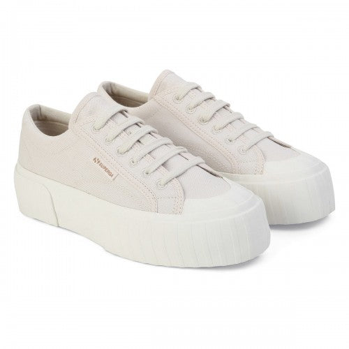 Front - Superga Womens/Ladies 2631 Striped Organic Cotton Platform Trainers