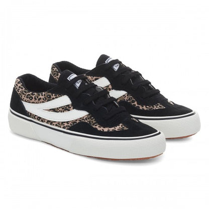 Front - Superga Womens/Ladies 2941 Revolley Leopard Print Suede Trainers