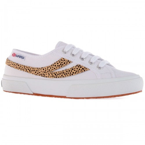 Front - Superga Womens/Ladies 2953 Cotu Cheetah Print Cowhide Leather Trainers