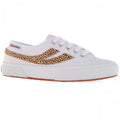 Front - Superga Womens/Ladies 2953 Cotu Cheetah Print Cowhide Leather Trainers