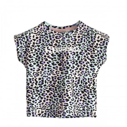 Front - Superga Childrens/Kids Leopard Print Cropped T-Shirt