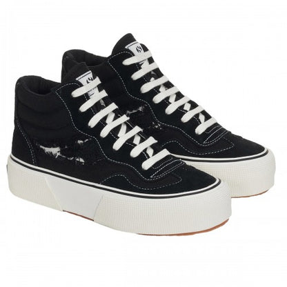 Front - Superga Womens/Ladies 3141 Revolley Swallowtail Ripped Mid Cut Trainers