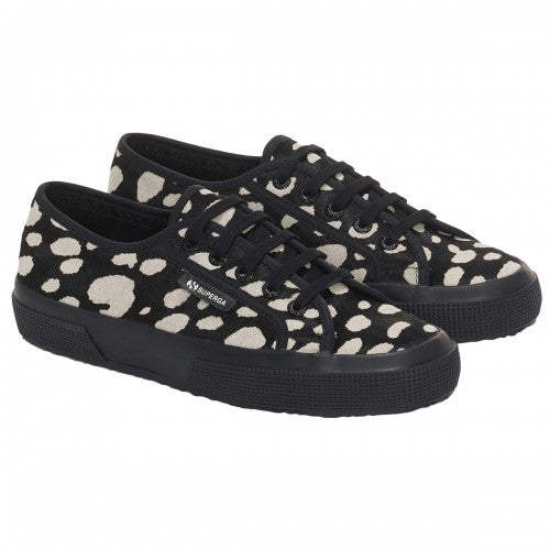 Front - Superga Womens/Ladies 2750 Dalmatian Print Cowhide Leather Trainers