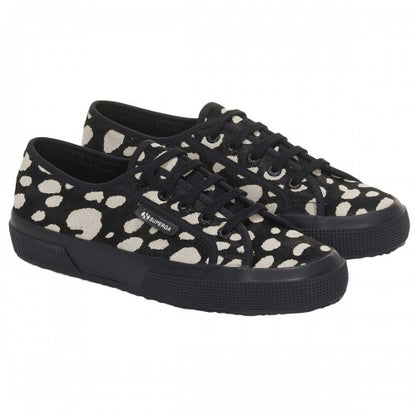 Front - Superga Womens/Ladies 2750 Dalmatian Print Cowhide Leather Trainers