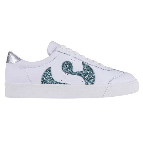 Front - Superga Womens/Ladies 2843 Club S Glitter Leather Trainers