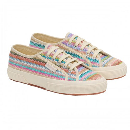 Front - Superga Womens/Ladies 2750 Herringbone Raffia Trainers