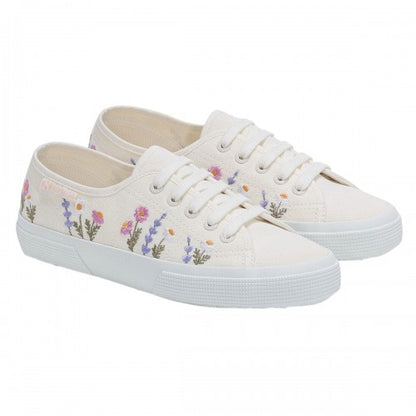 Front - Superga Womens/Ladies 3750 Leggera Floral Embroidery Trainers