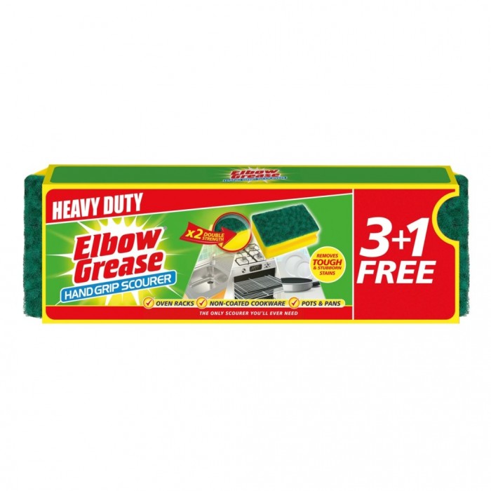 Front - Elbow Grease Gripped Sponge Scourers (Pack of 4)