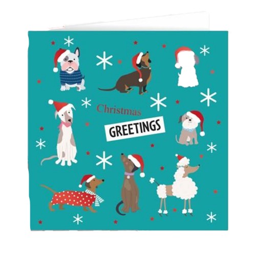 Front - IG Design Square Dachshund Christmas Greetings Card (Pack of 10)