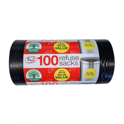Front - Tidyz Plastic 50L Bin Bags (Pack of 100)