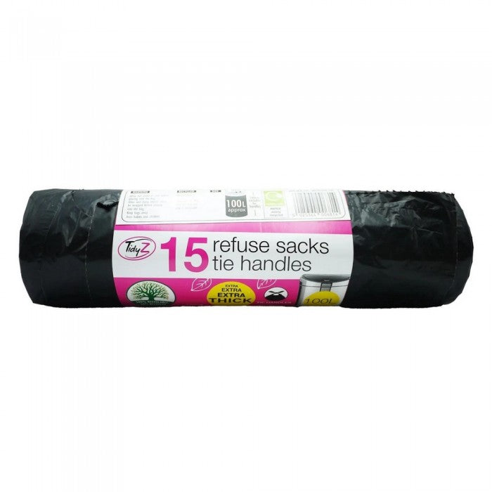 Front - Tidyz 100L Tie Bin Bags (Pack of 15)