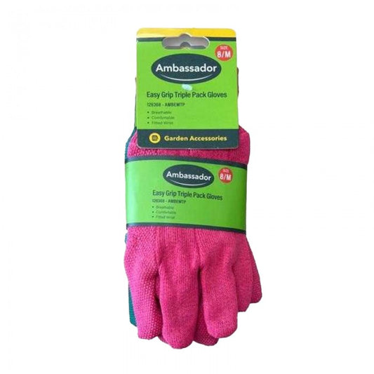 Front - Ambassador Unisex Adult Cotton Gloves (Pack of 3)