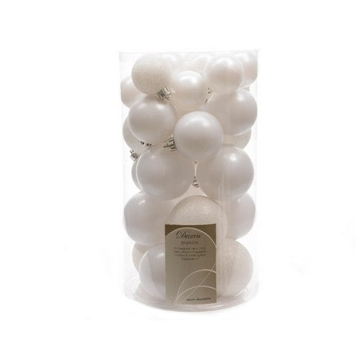Winter White - Front - Kaemingk Shatterproof Christmas Baubles (Pack Of 30)