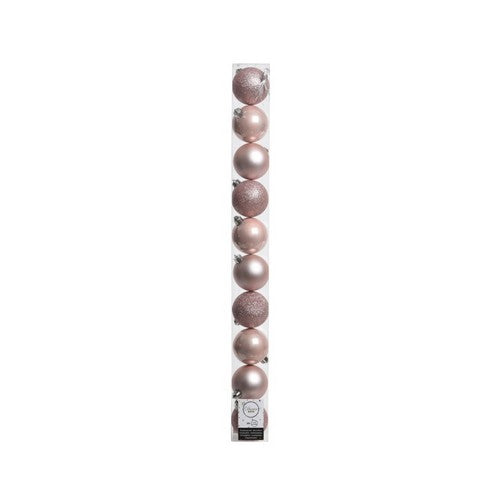 Baby Pink - Front - Kaemingk Shatterproof Plain Bauble (Pack Of 10)