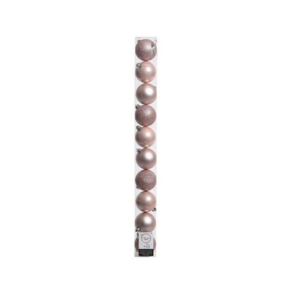 Baby Pink - Front - Kaemingk Shatterproof Plain Bauble (Pack Of 10)