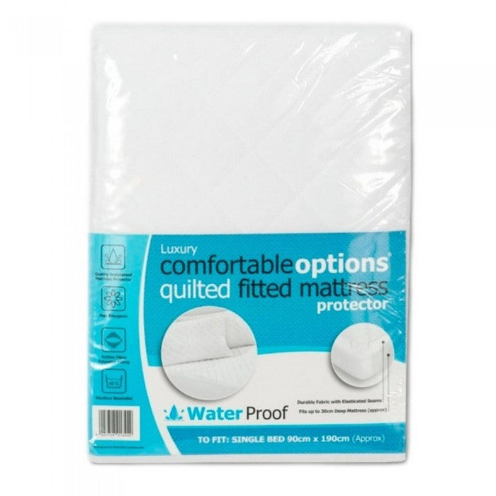 Front - Comfortable Options Single Bed Waterproof Mattress Protector