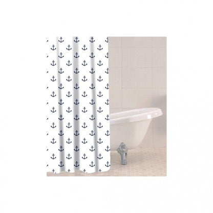 Front - Sabichi Shower Curtain with Anchor Nautical Design