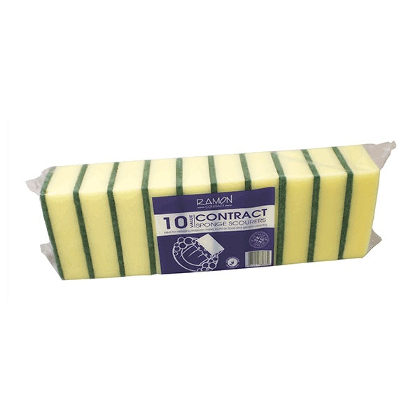 Yellow-Green - Front - Ramon Contract Sponge Scourers (Pack of 10)