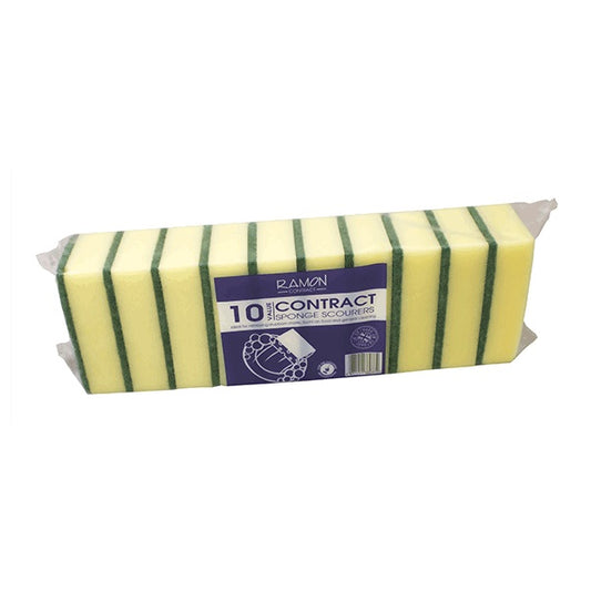 Yellow-Green - Front - Ramon Contract Sponge Scourers (Pack of 10)