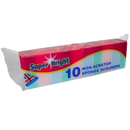Green-Pink-Blue - Front - Superbright Sponge Scourers (Pack of 10)