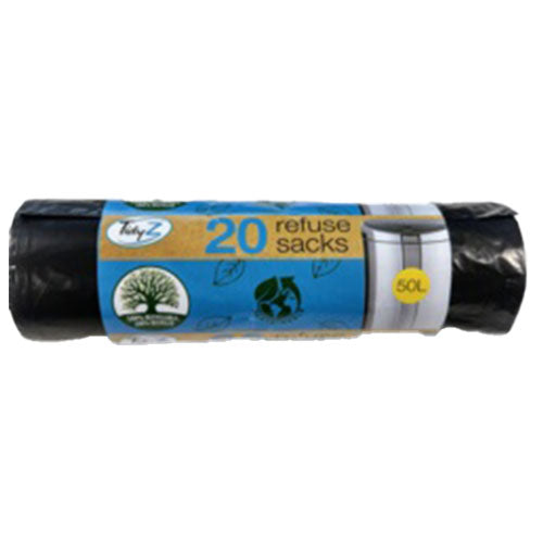 Black - Front - Tidyz 50L Extra Strong Bin Bags (Pack Of 20)
