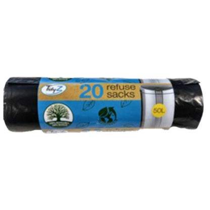 Black - Front - Tidyz 50L Extra Strong Bin Bags (Pack Of 20)