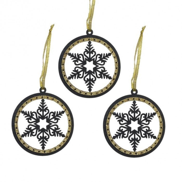 Front - Davies Products Snowflake Tree Decoration (Pack of 3)