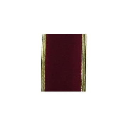 Dark Red-Gold - Front - Davies Products Velour Ribbon