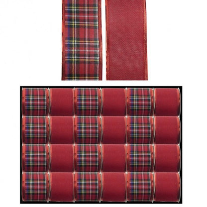 Front - Davies Products Linen Tartan Wired Edge Ribbon