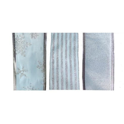 Ice Blue - Front - Davies Products Glitter Wired Edge Ribbon