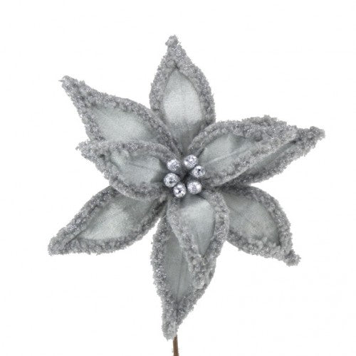 Front - Davies Products Faux Fur Poinsettia Christmas Decoration