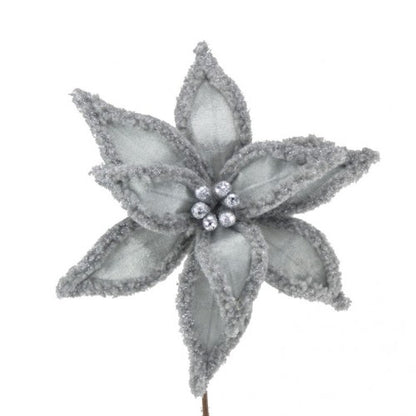 Front - Davies Products Faux Fur Poinsettia Christmas Decoration