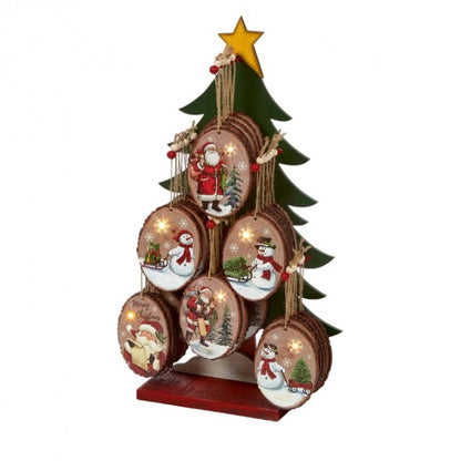 Front - Premier Santa And Snowman Christmas Tree Decoration