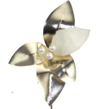 Front - Davies Products Faux Fur Flower Christmas Decoration