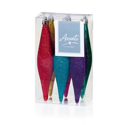 Front - Premier Glitter Christmas Decoration (Pack of 6)