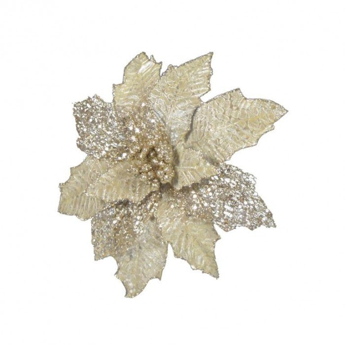 Front - Davies Products Oil Effect Poinsettia Christmas Decoration