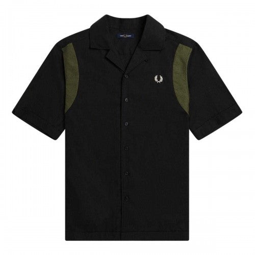 Front - Fred Perry Mens Panelled Short-Sleeved Bowling Shirt