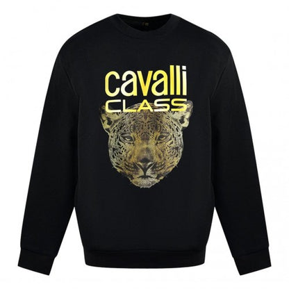 Front - Cavalli Class Mens Leopard Print Logo Sweatshirt