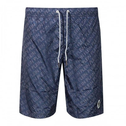 Front - Philipp Plein Mens Repeat Logo Swim Shorts