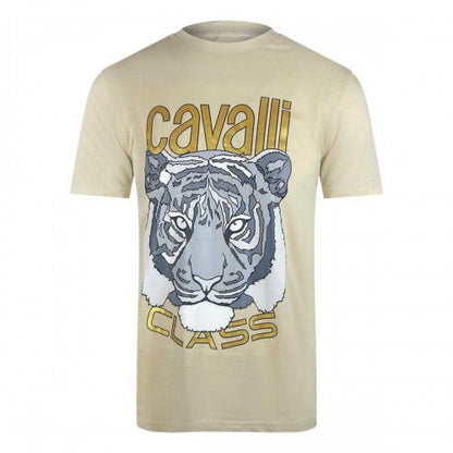 Front - Cavalli Class Mens Tiger Print Logo T-Shirt