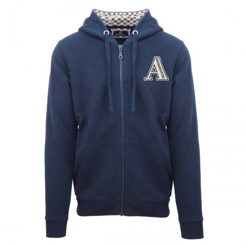 Front - Aquascutum Mens Classic Large Logo Full Zip Hoodie