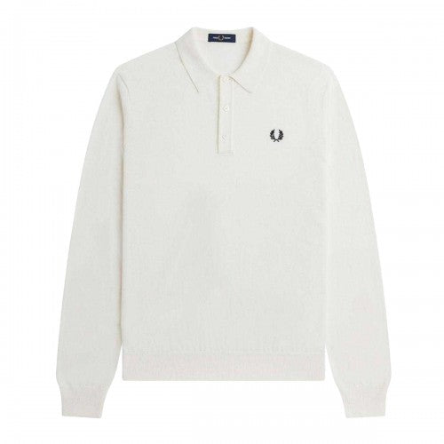 Front - Fred Perry Mens Plain Knitted Long-Sleeved Polo Shirt