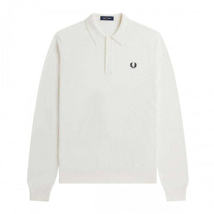 Front - Fred Perry Mens Plain Knitted Long-Sleeved Polo Shirt