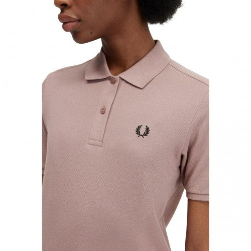 Dark Pink - Side - Fred Perry Womens-Ladies Logo Polo Shirt