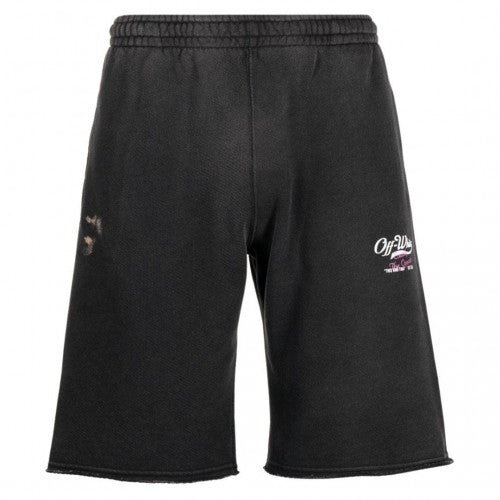 Front - Off-White Unisex Adult Wave Off Sweat Shorts