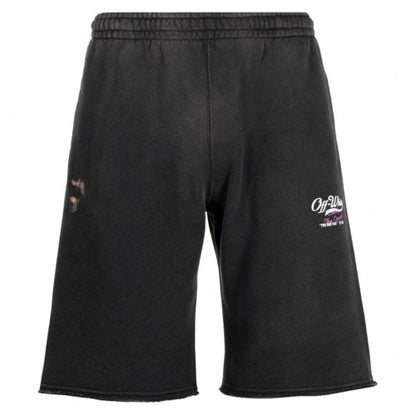 Front - Off-White Unisex Adult Wave Off Sweat Shorts