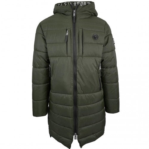 Front - Plein Sport Mens Circle Logo Branded Long Padded Jacket