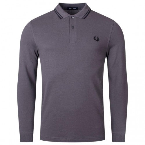 Front - Fred Perry Mens Double Tipped Collar Long-Sleeved Polo Shirt