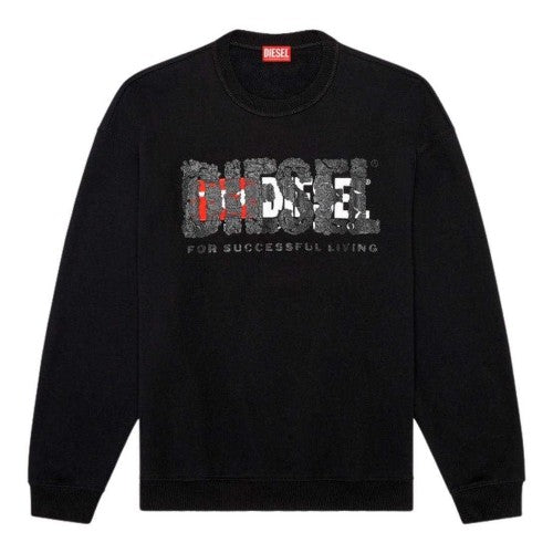 Front - Diesel Mens Double Destroyed Logo Sweatshirt